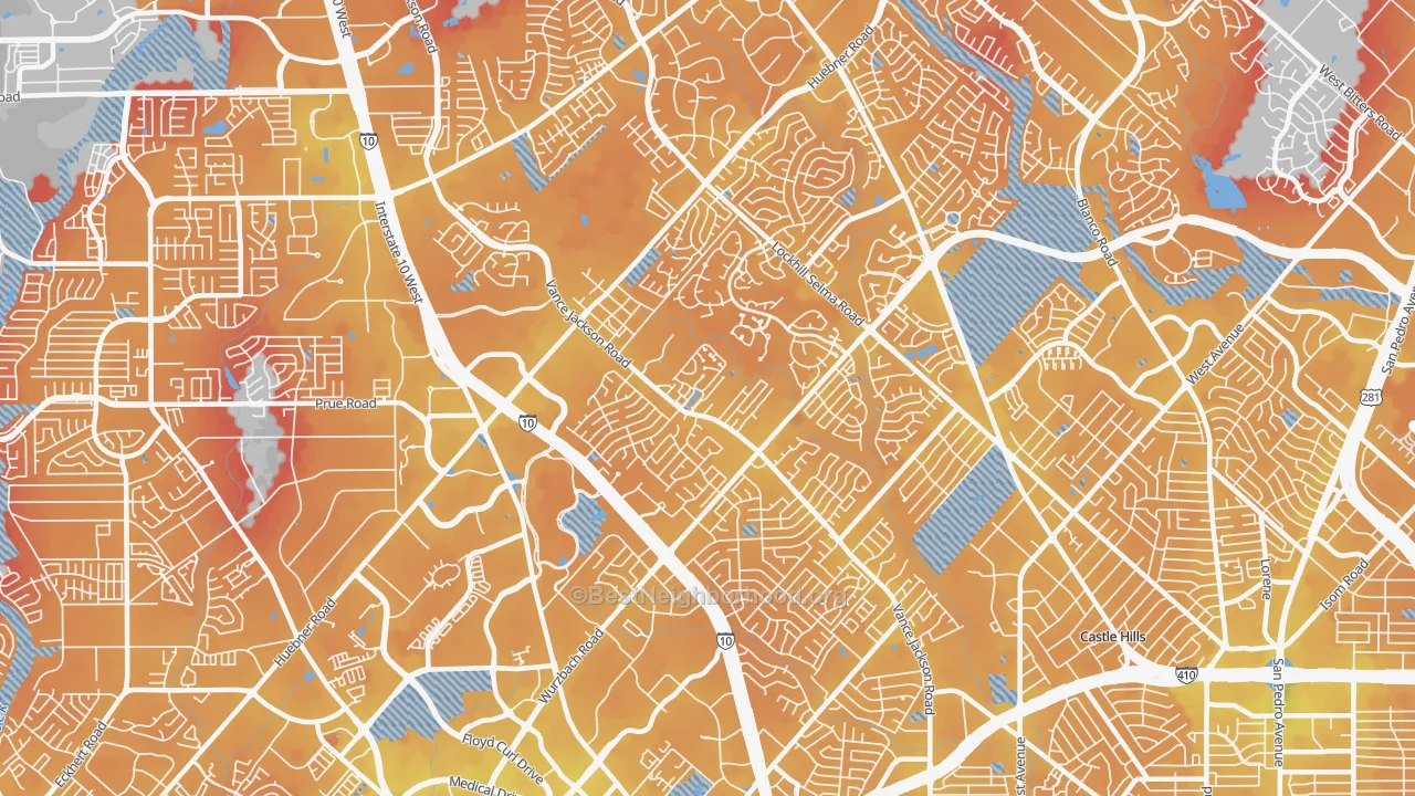 Transit Grade map of 78230, TX