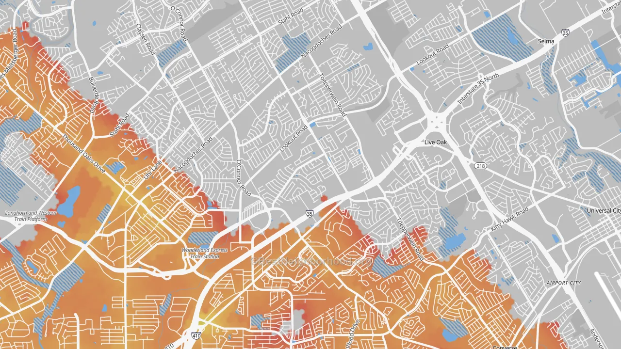 Transit Grade map of 78233, TX