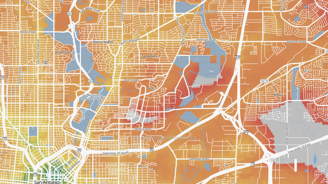 Transit Grade map of 78234, TX