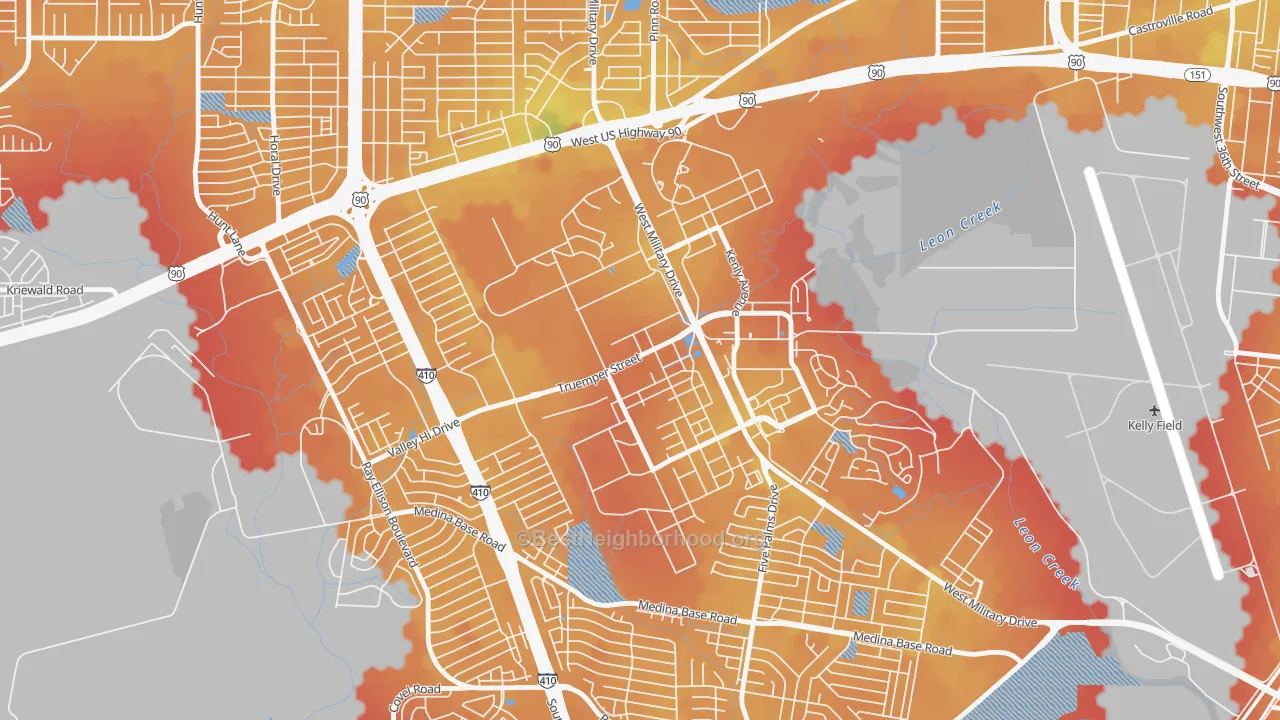 Transit Grade map of 78236, TX