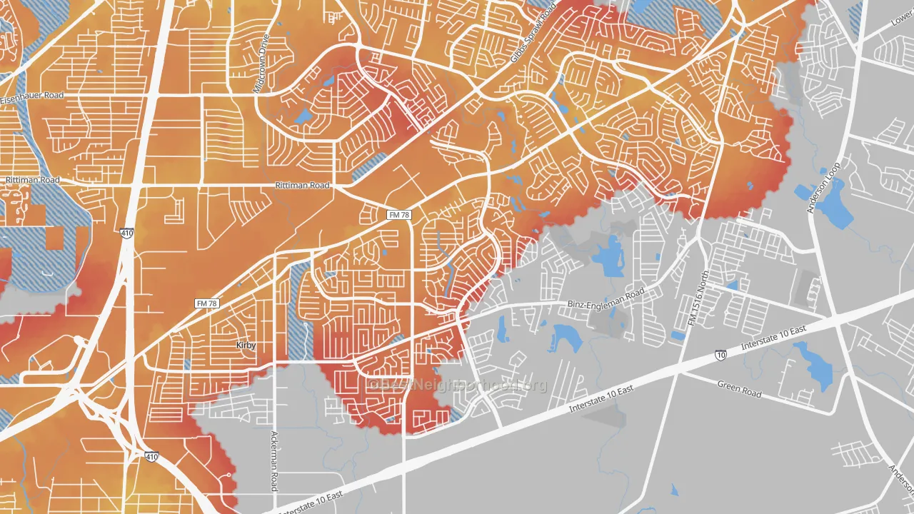 Transit Grade map of 78244, TX