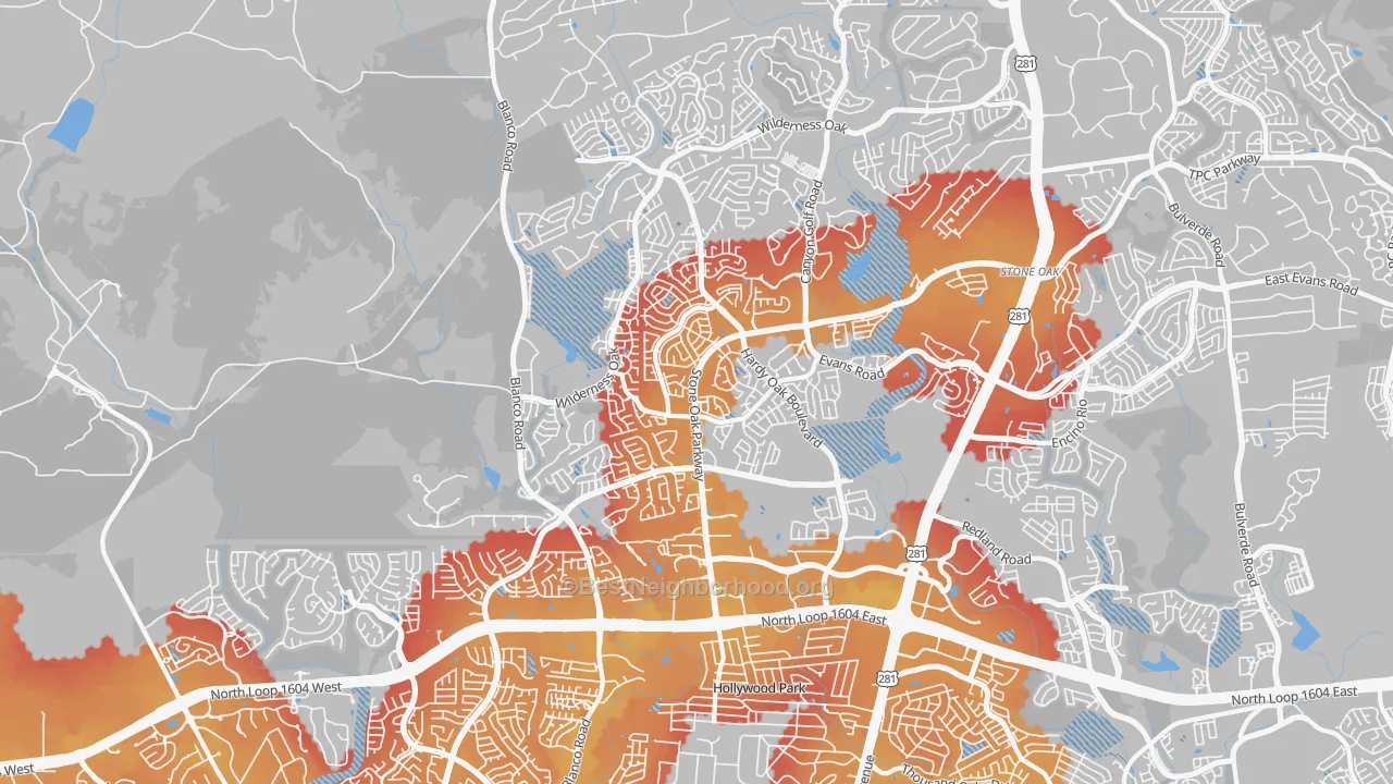 Transit Grade map of 78258, TX