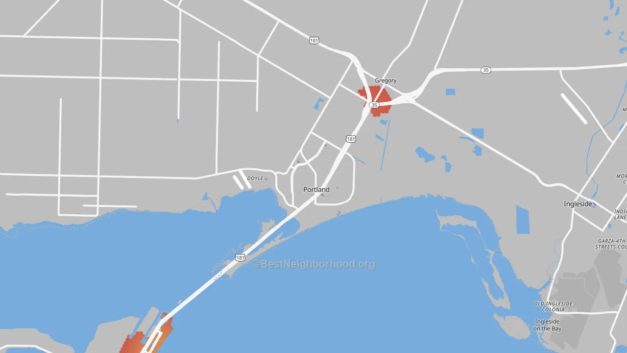 Transit Grade map of 78374, TX