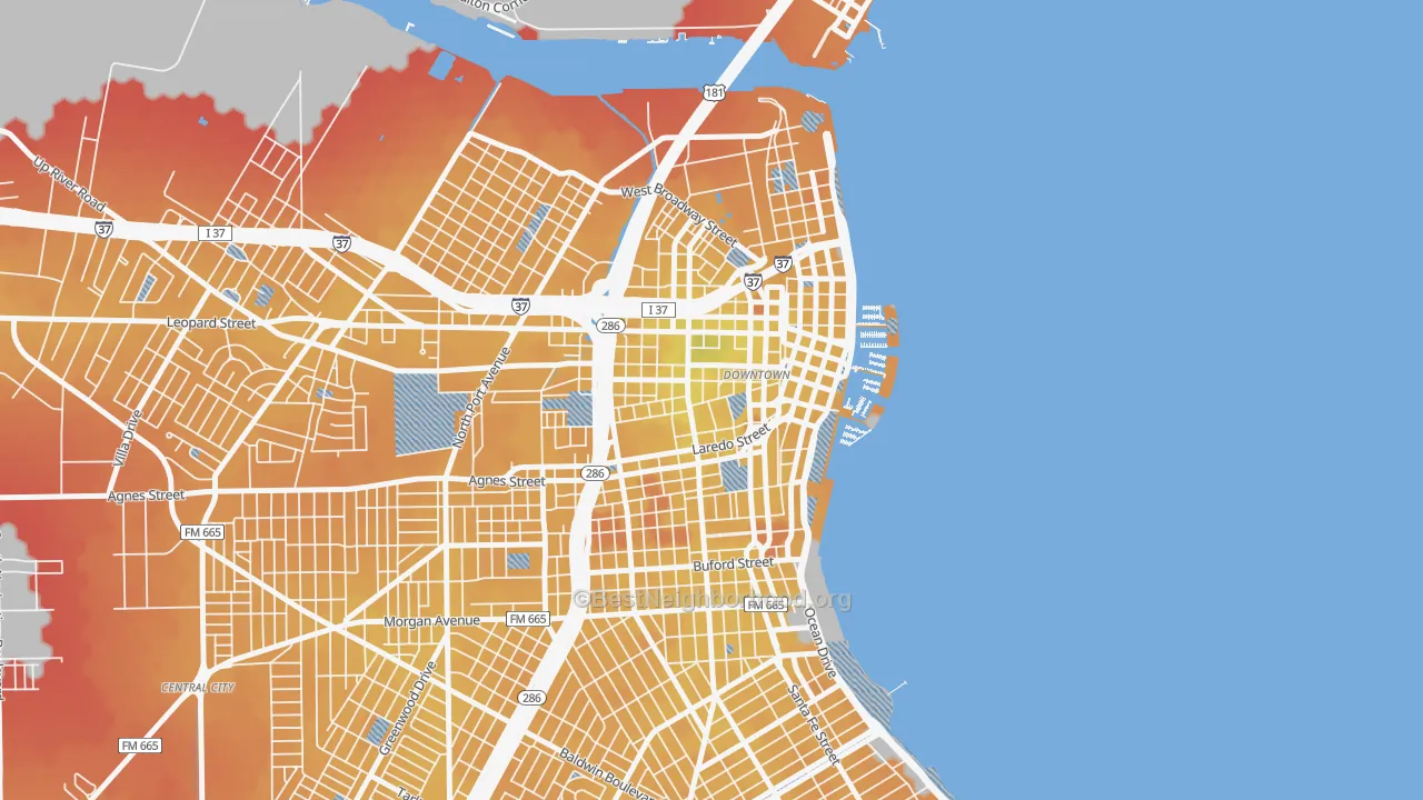 Transit Grade map of 78401, TX