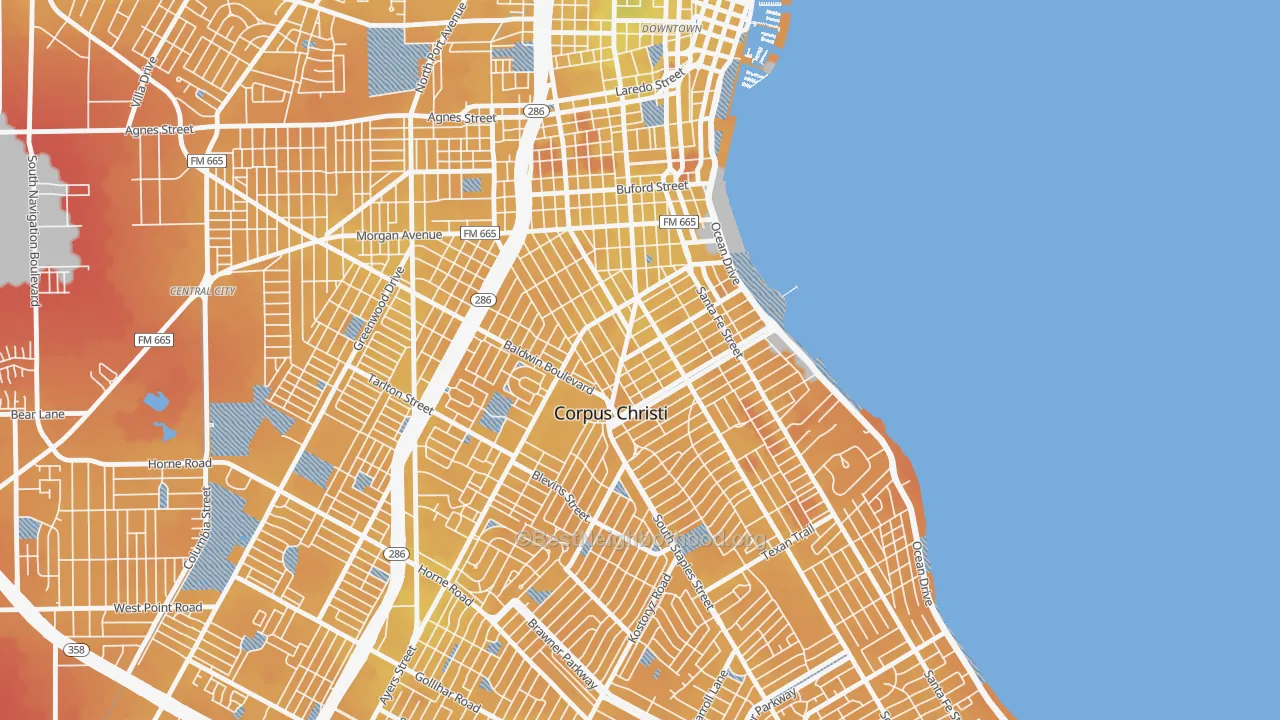 Transit Grade map of 78404, TX