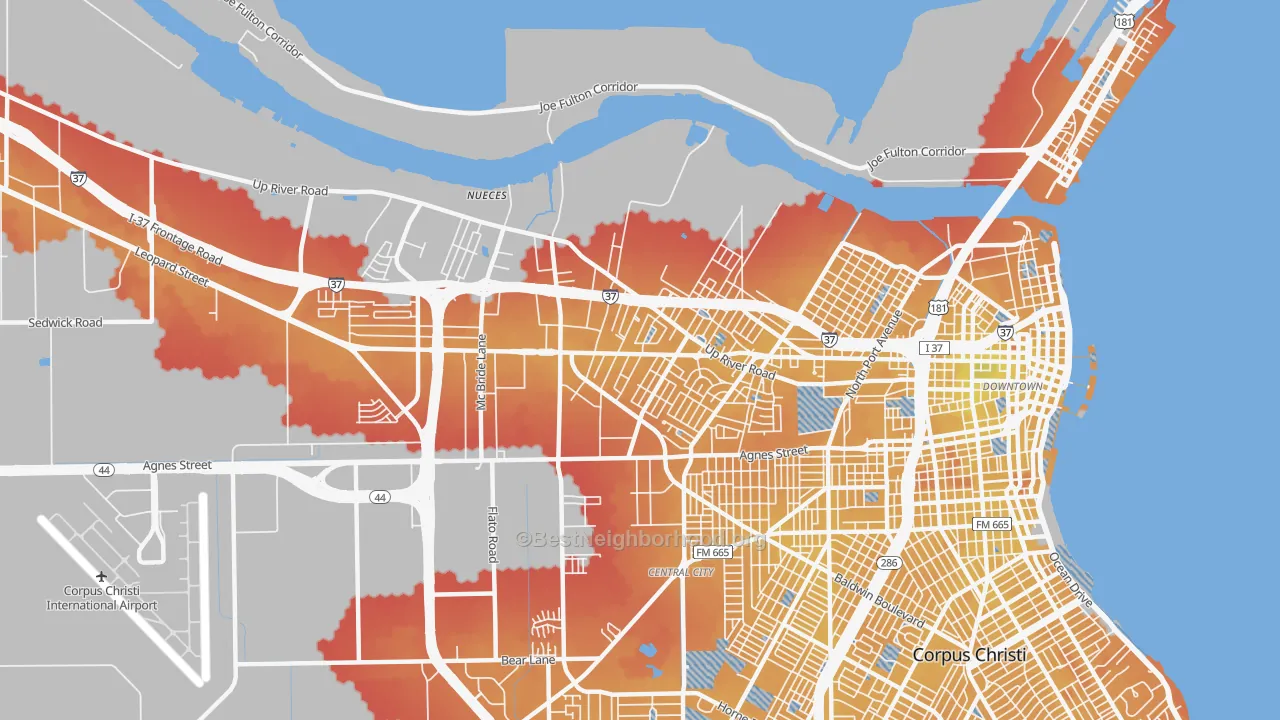 Transit Grade map of 78408, TX