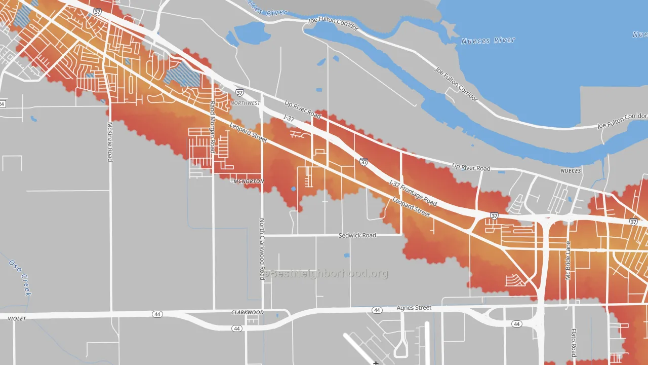 Transit Grade map of 78409, TX