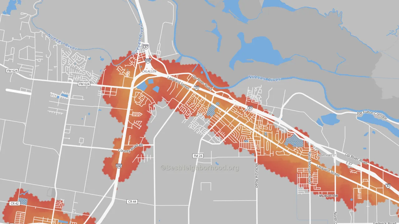 Transit Grade map of 78410, TX