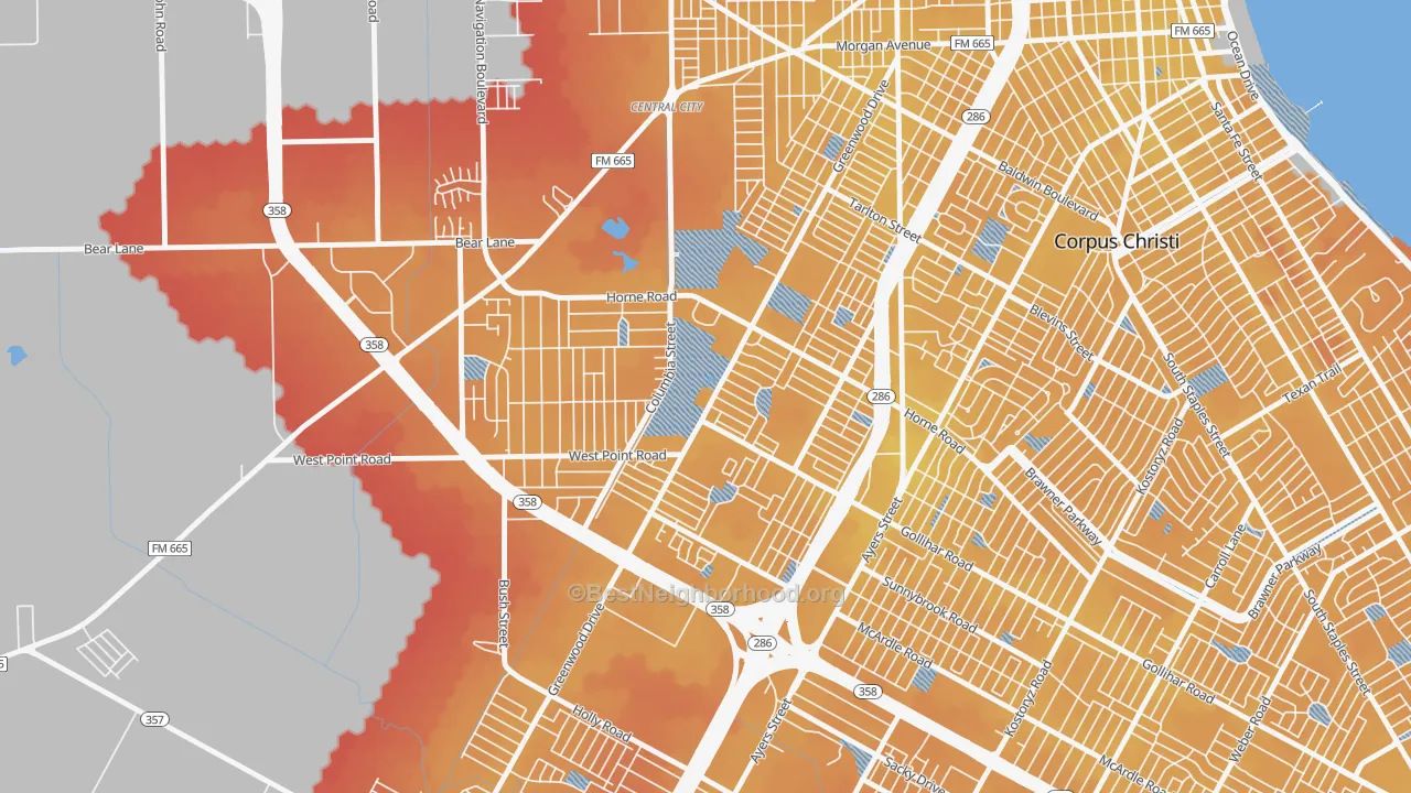 Transit Grade map of 78416, TX