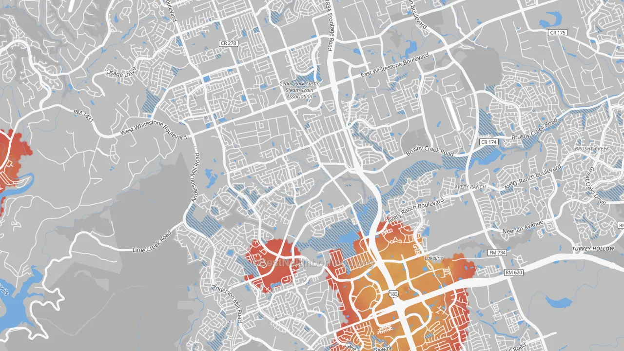 Transit Grade map of 78613, TX
