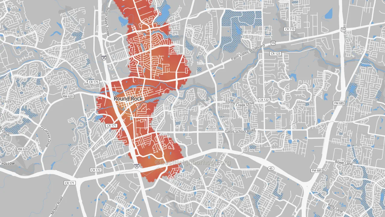 Transit Grade map of 78664, TX
