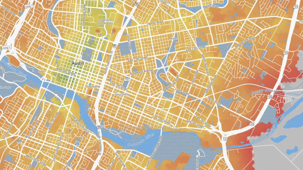 Transit Grade map of 78702, TX