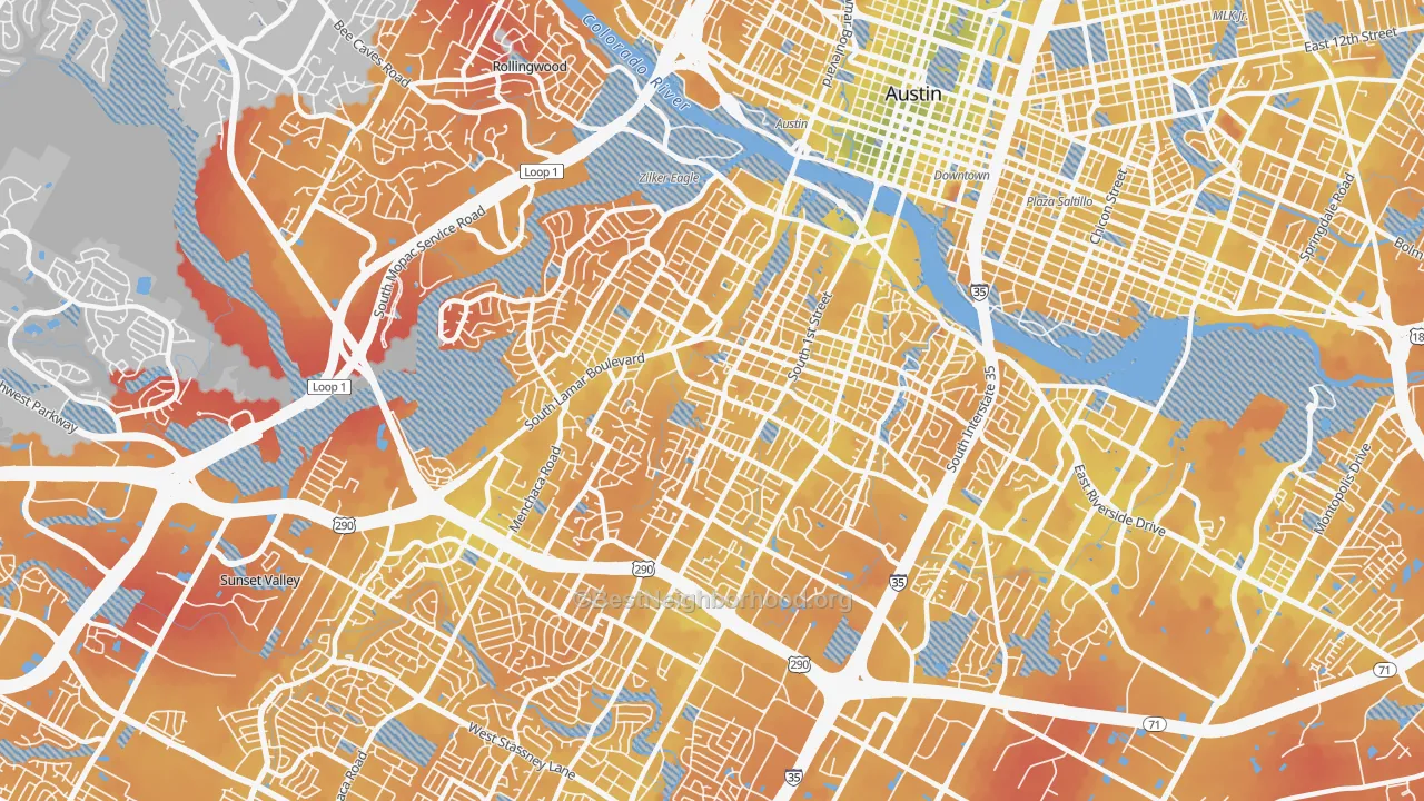 Transit Grade map of 78704, TX
