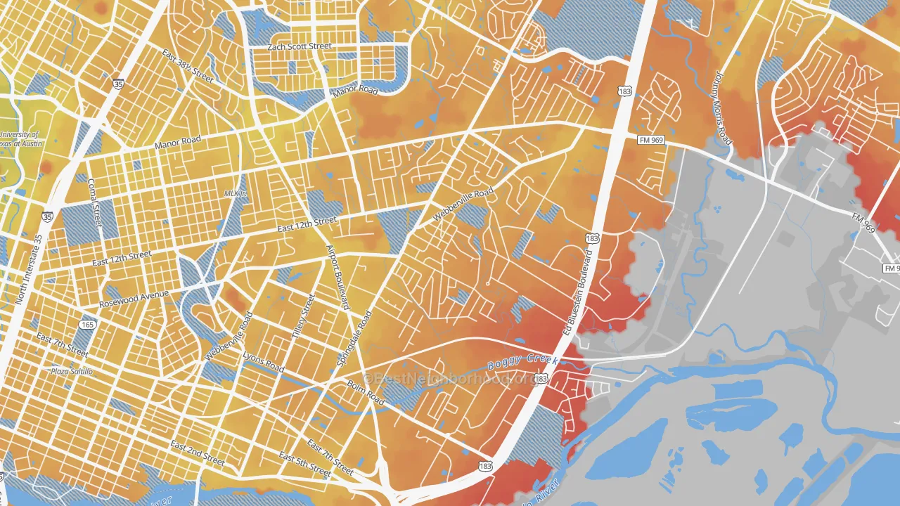 Transit Grade map of 78721, TX