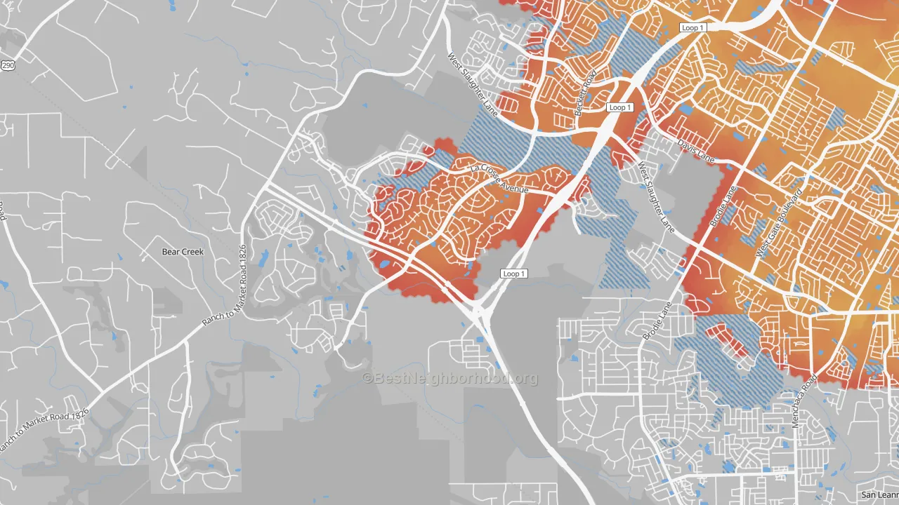 Transit Grade map of 78739, TX