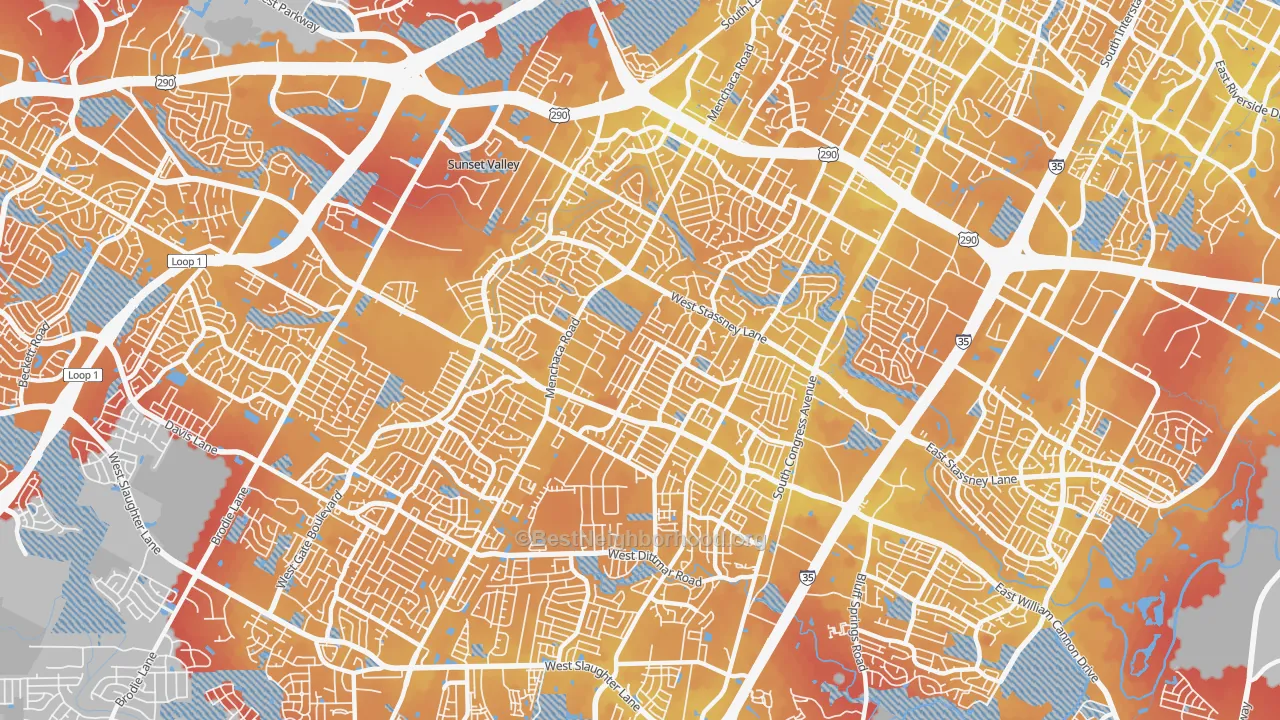 Transit Grade map of 78745, TX