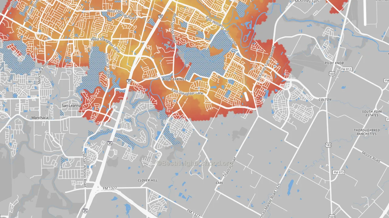 Transit Grade map of 78747, TX