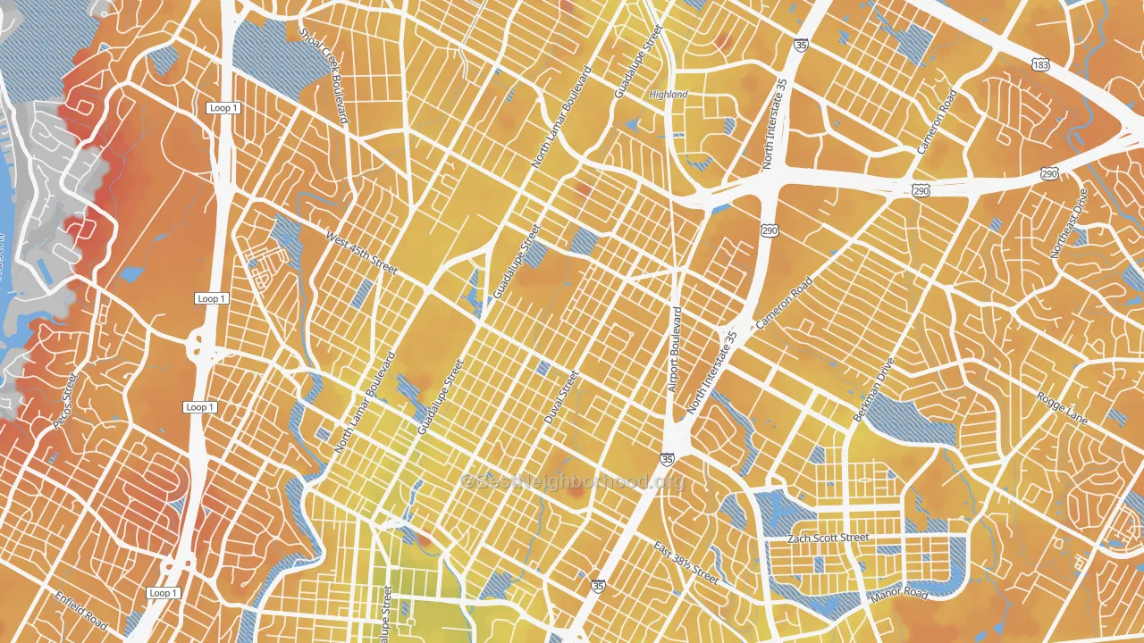 Transit Grade map of 78751, TX