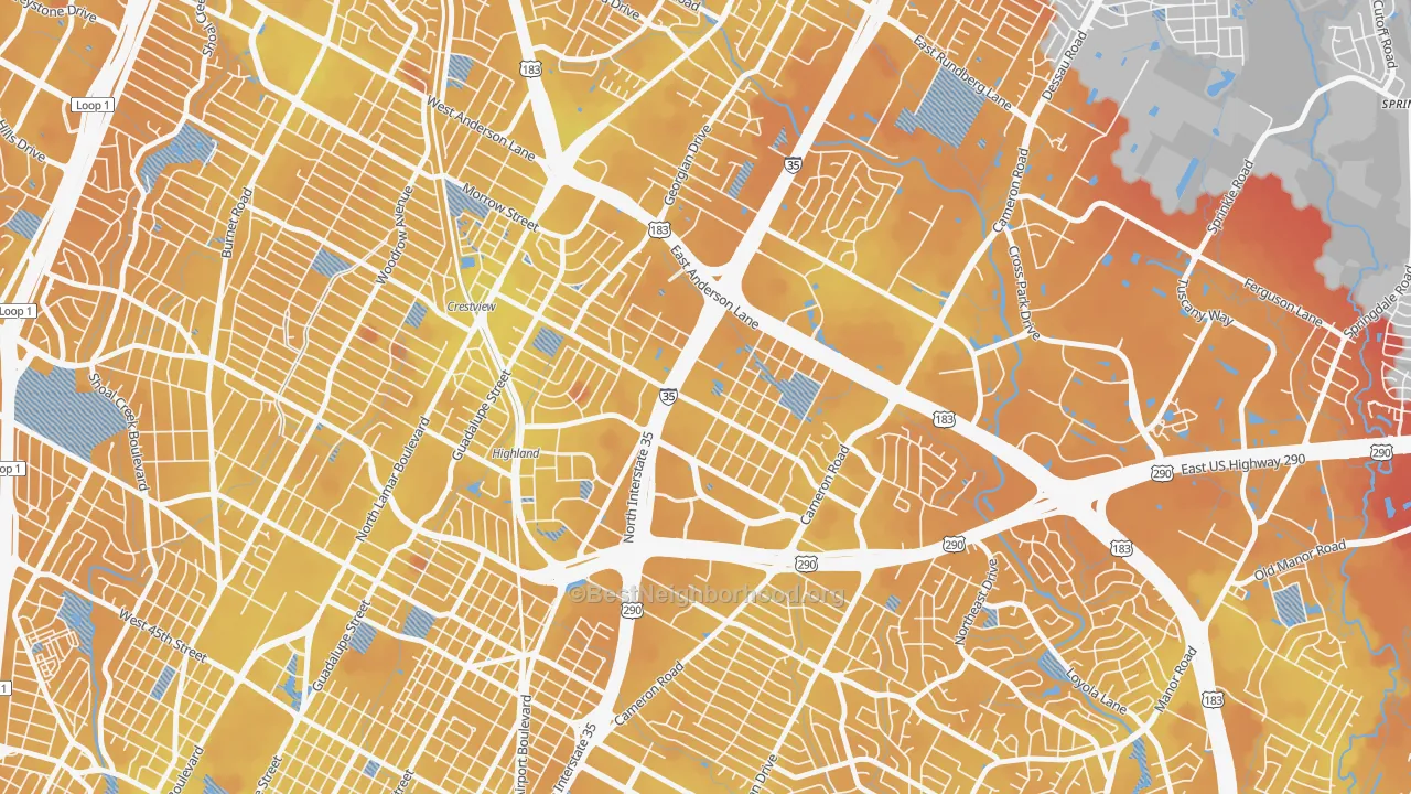 Transit Grade map of 78752, TX