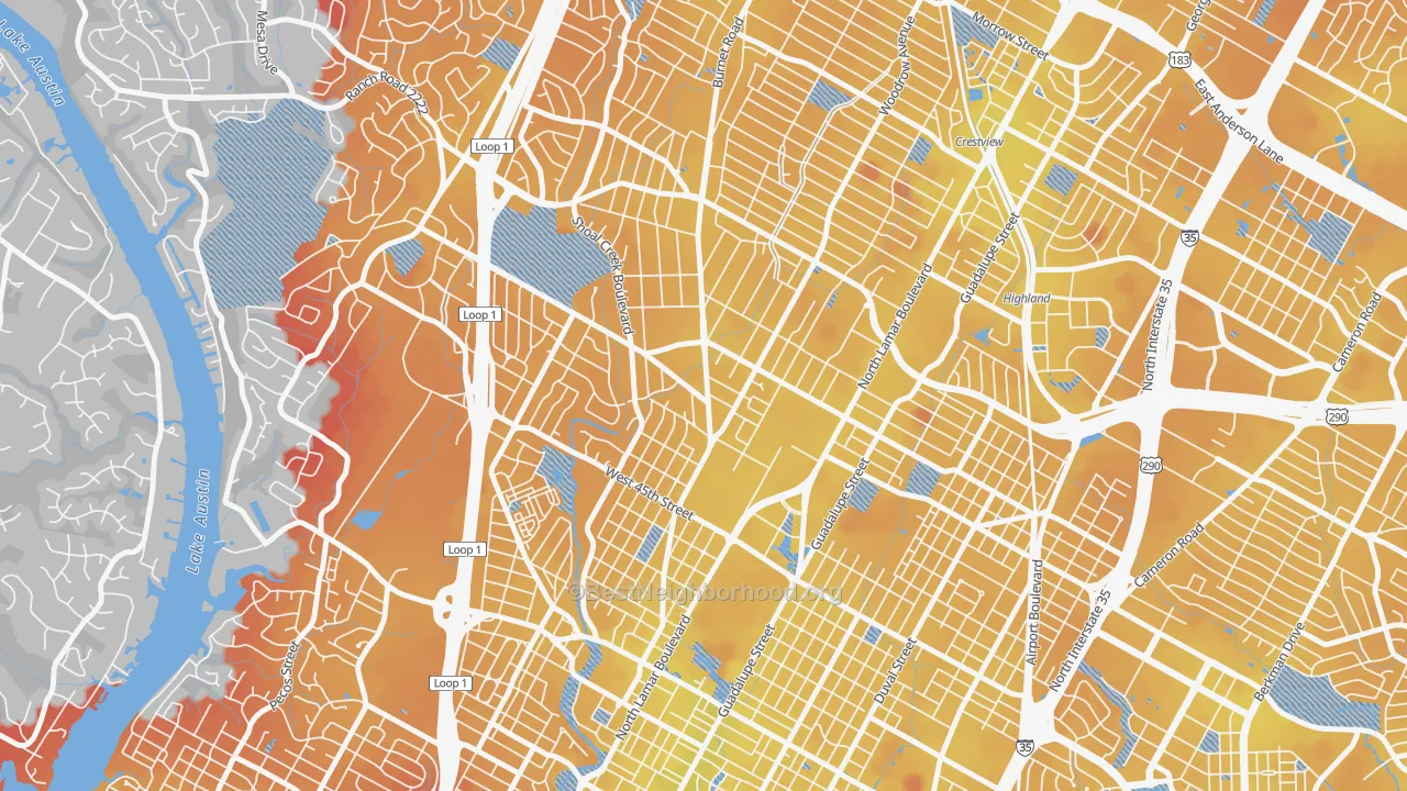 Transit Grade map of 78756, TX