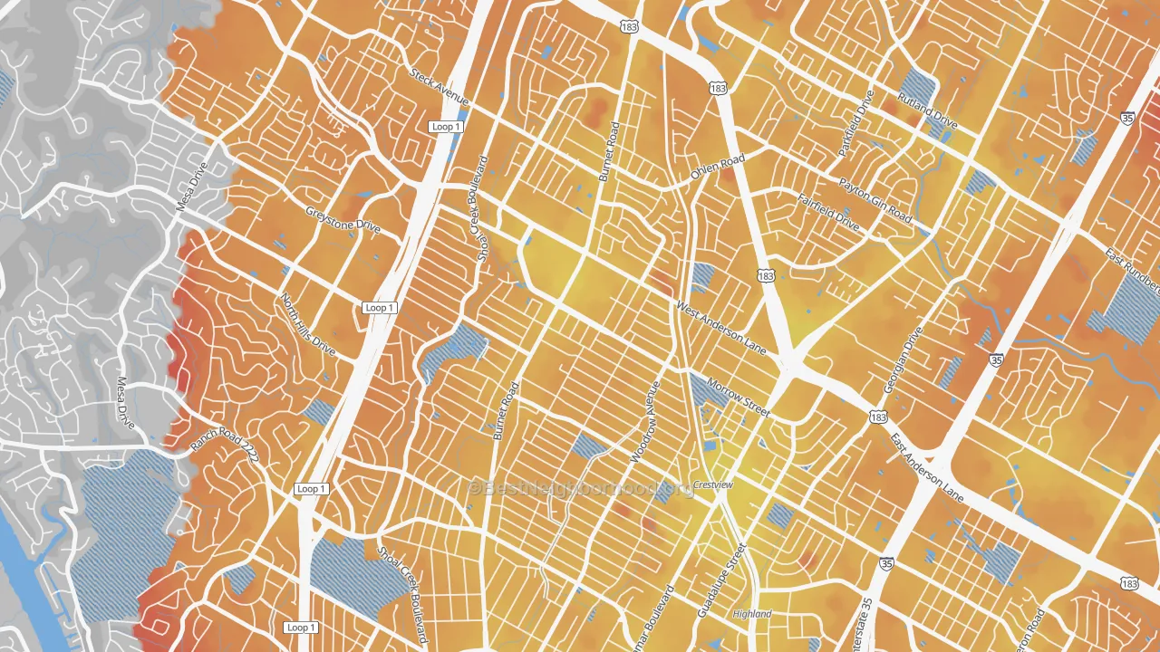 Transit Grade map of 78757, TX