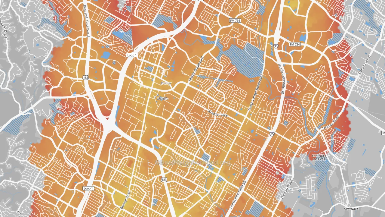 Transit Grade map of 78758, TX