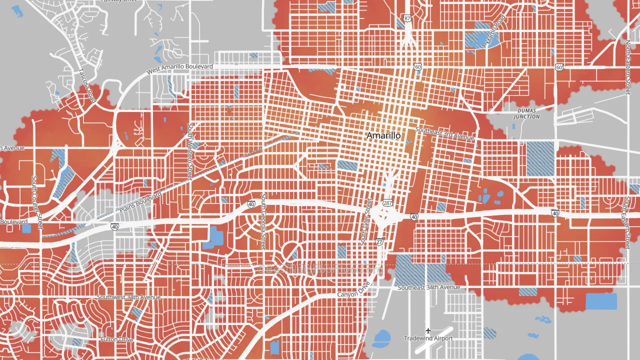 Transit Grade map of 79102, TX