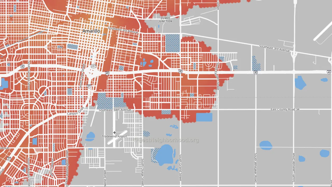 Transit Grade map of 79103, TX