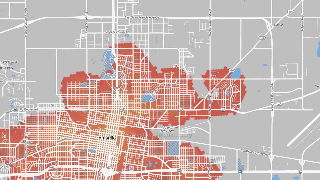 Transit Grade map of 79107, TX