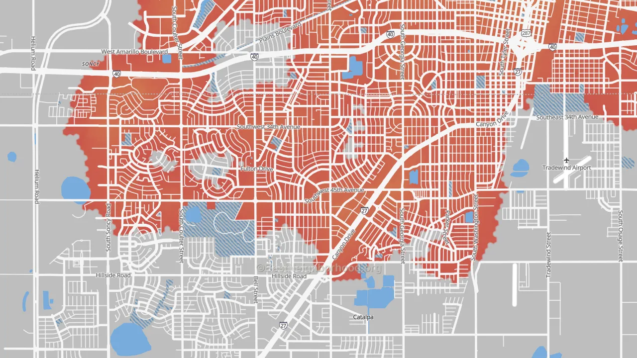 Transit Grade map of 79109, TX