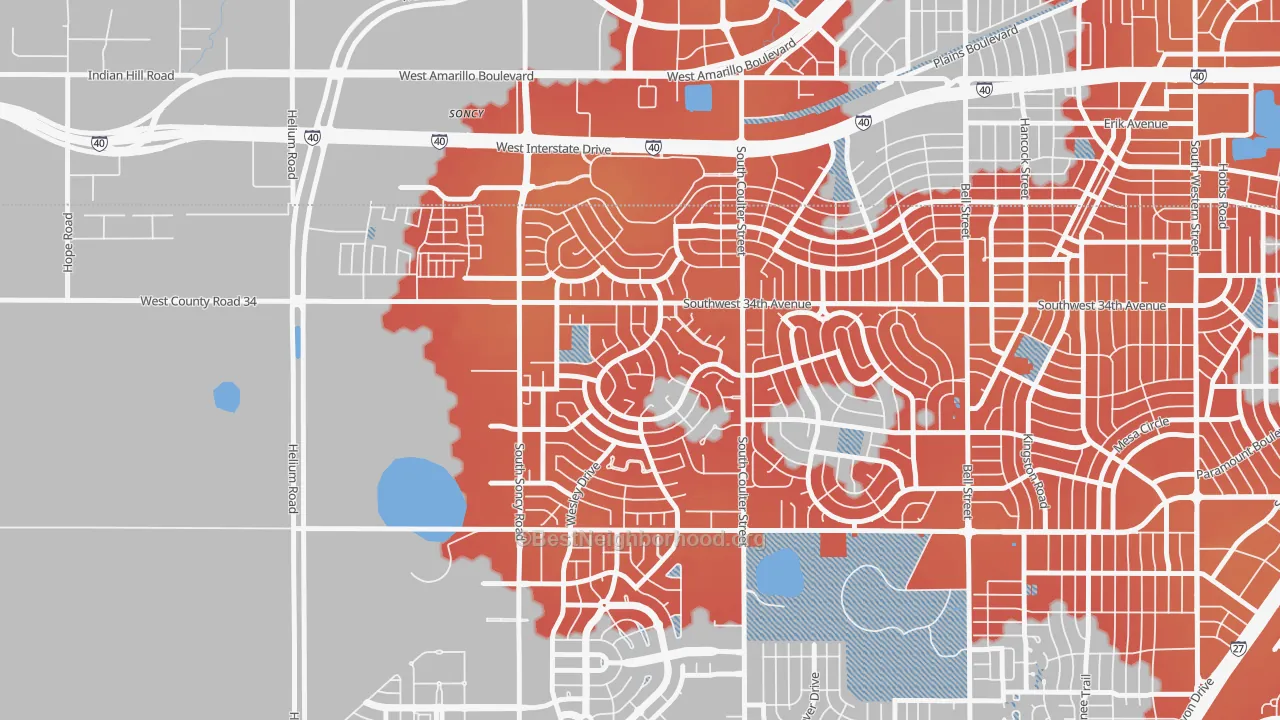 Transit Grade map of 79121, TX
