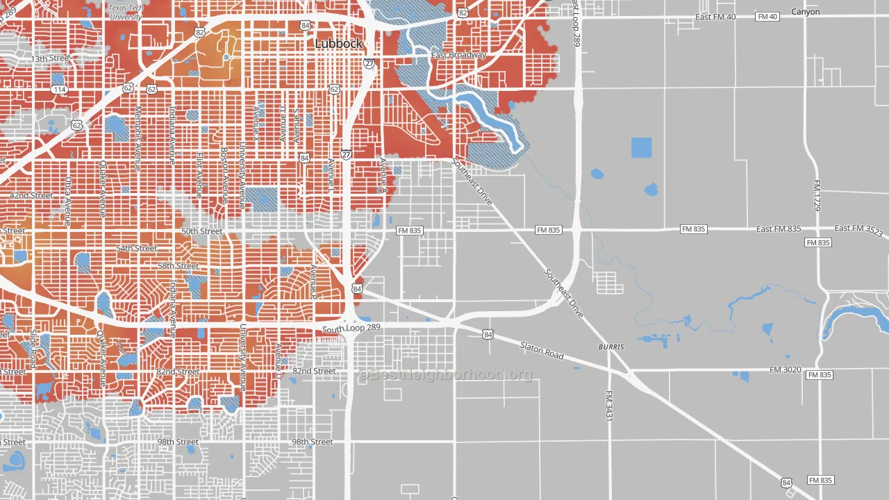 Transit Grade map of 79404, TX