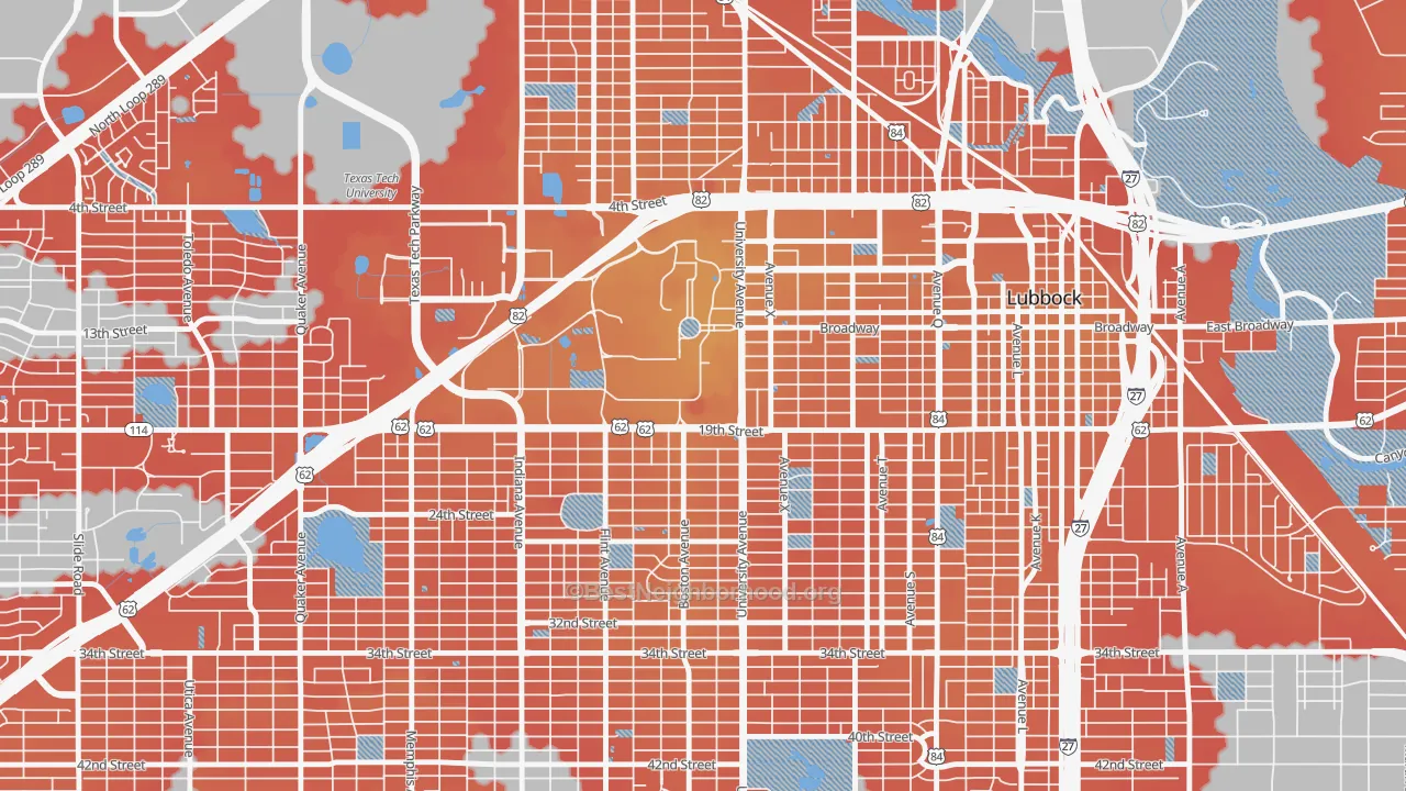 Transit Grade map of 79409, TX