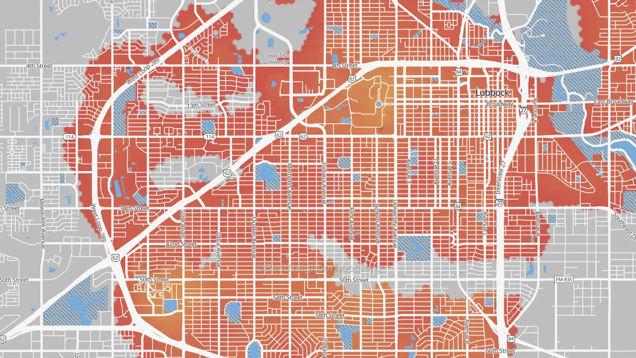 Transit Grade map of 79410, TX