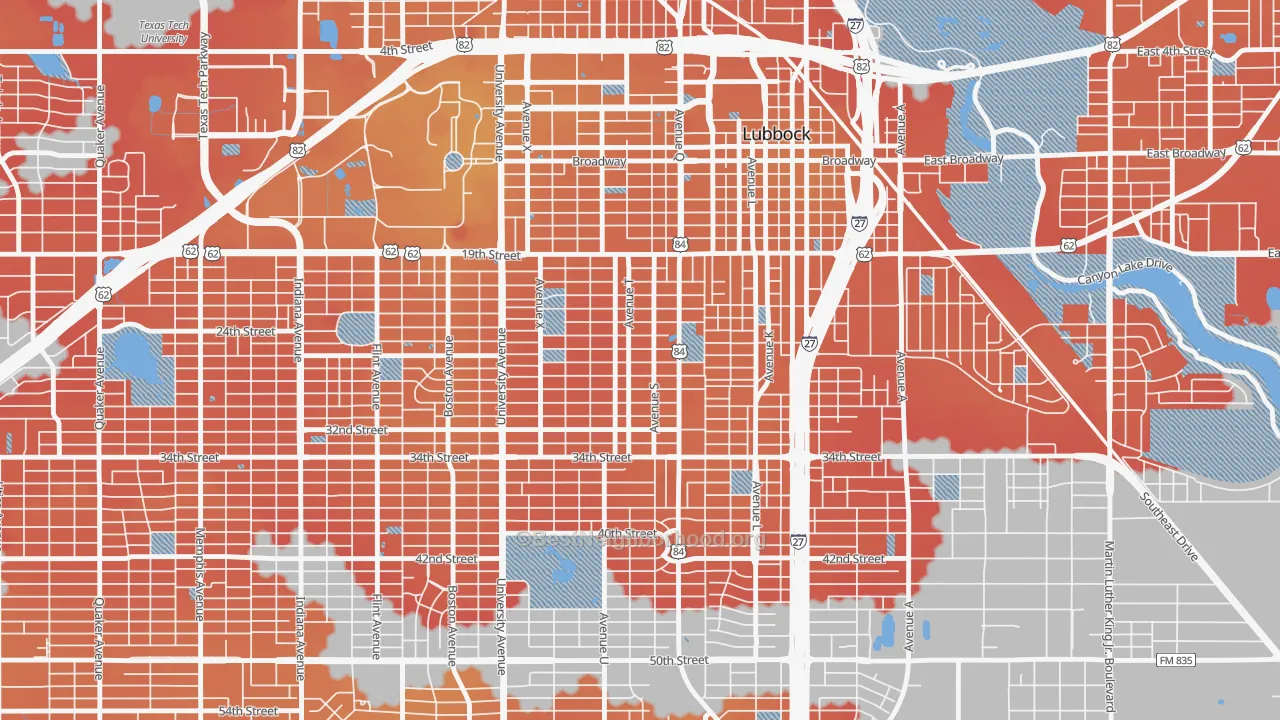 Transit Grade map of 79411, TX