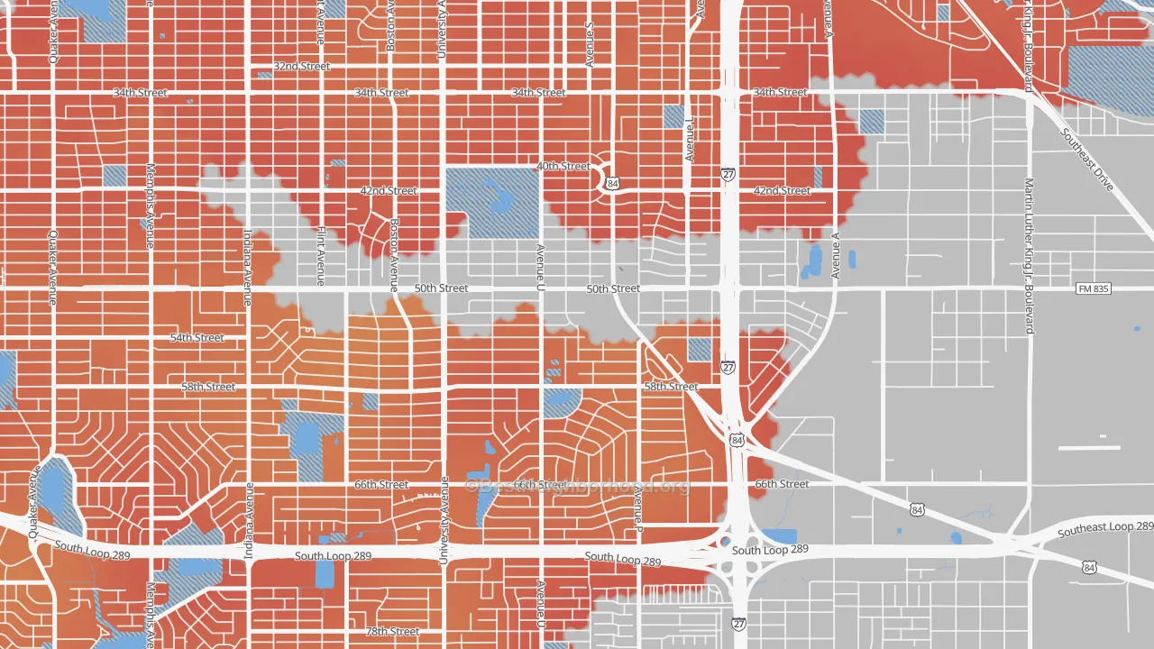 Transit Grade map of 79412, TX