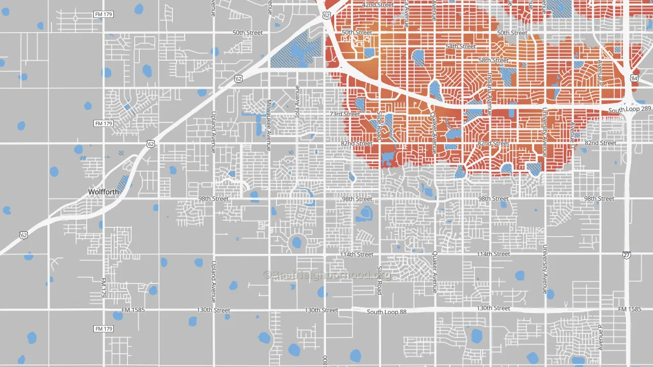Transit Grade map of 79424, TX