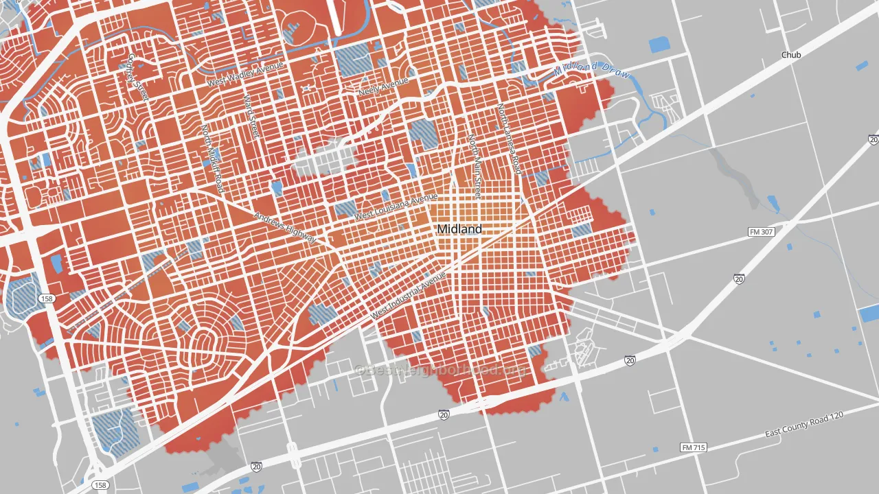 Transit Grade map of 79701, TX