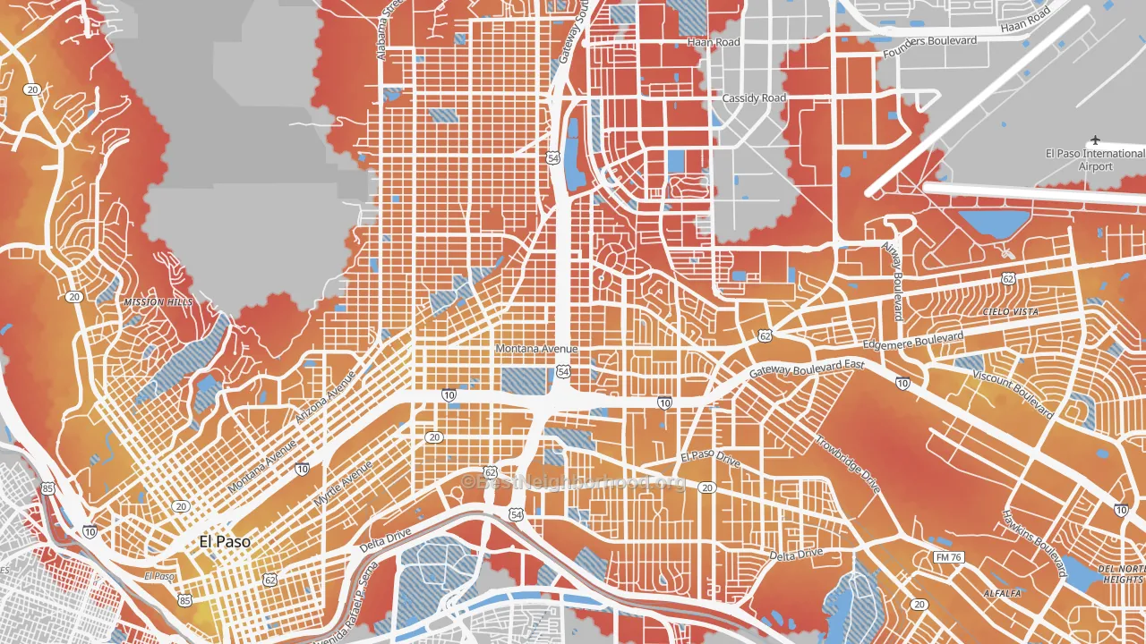 Transit Grade map of 79903, TX