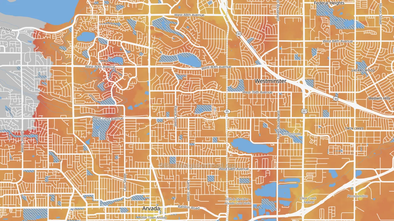 Transit Grade map of 80003, CO