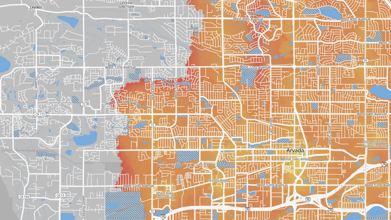 Transit Grade map of 80004, CO