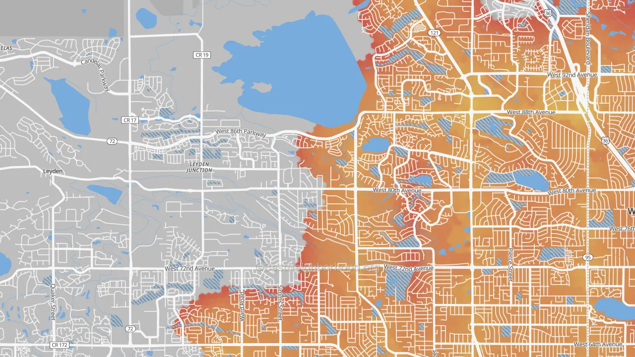 Transit Grade map of 80005, CO