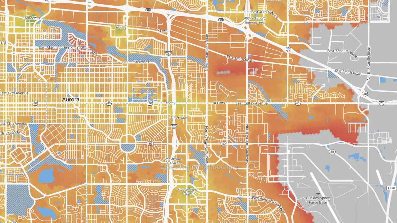 Transit Grade map of 80011, CO
