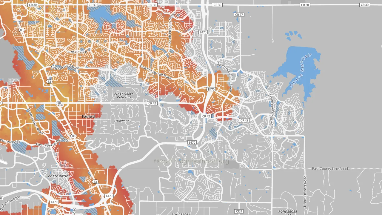 Transit Grade map of 80016, CO