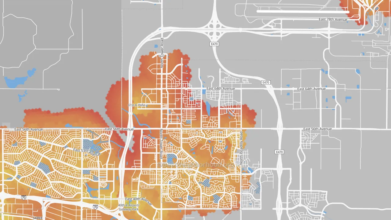 Transit Grade map of 80019, CO