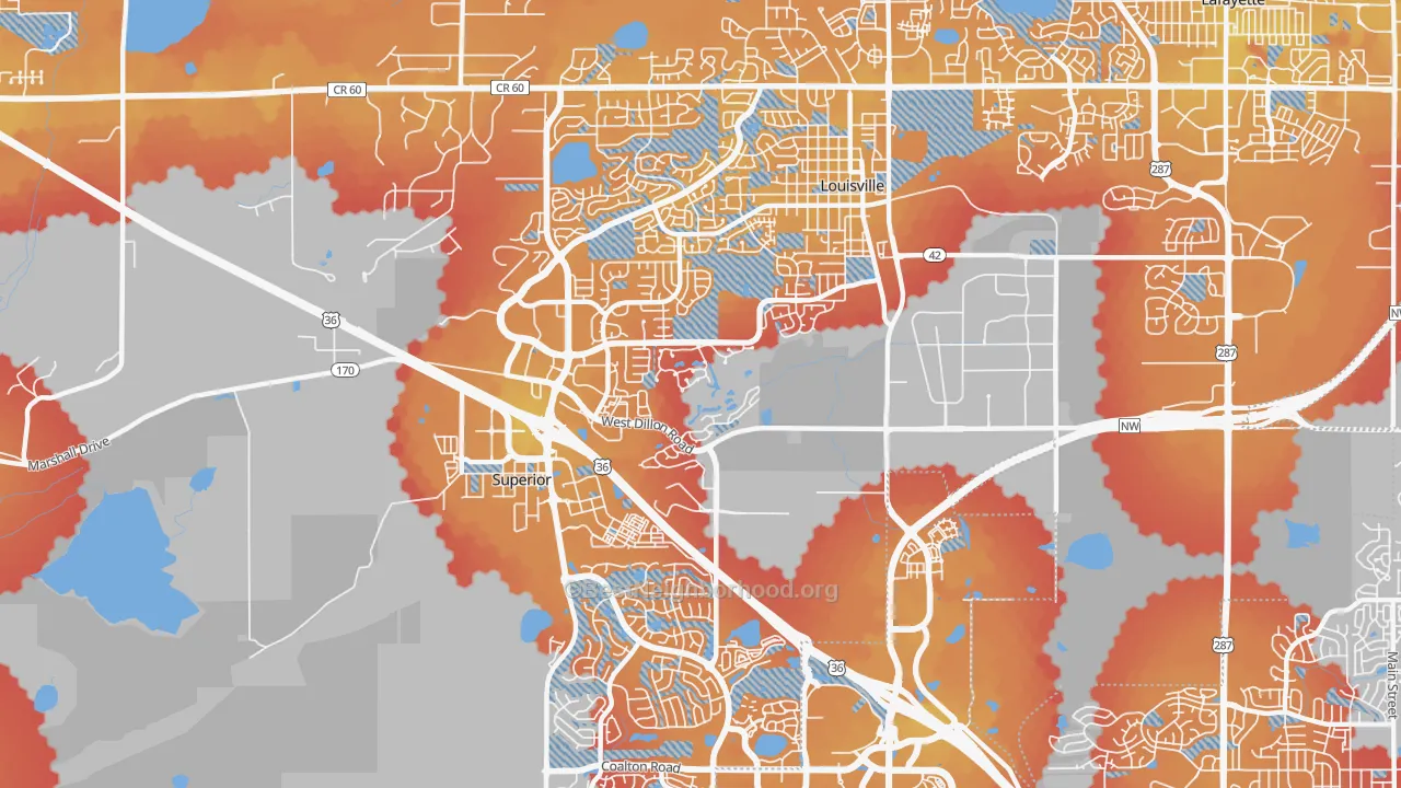 Transit Grade map of 80027, CO