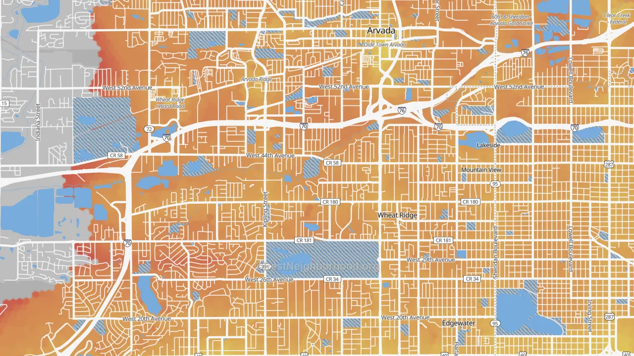 Transit Grade map of 80033, CO