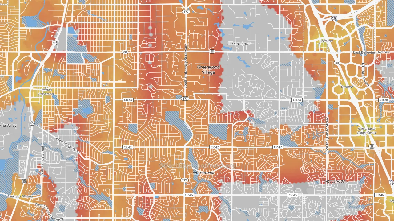Transit Grade map of 80121, CO