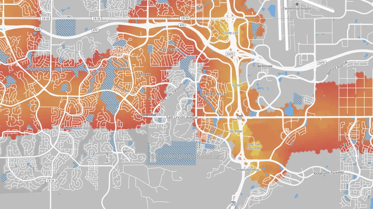 Transit Grade map of 80124, CO
