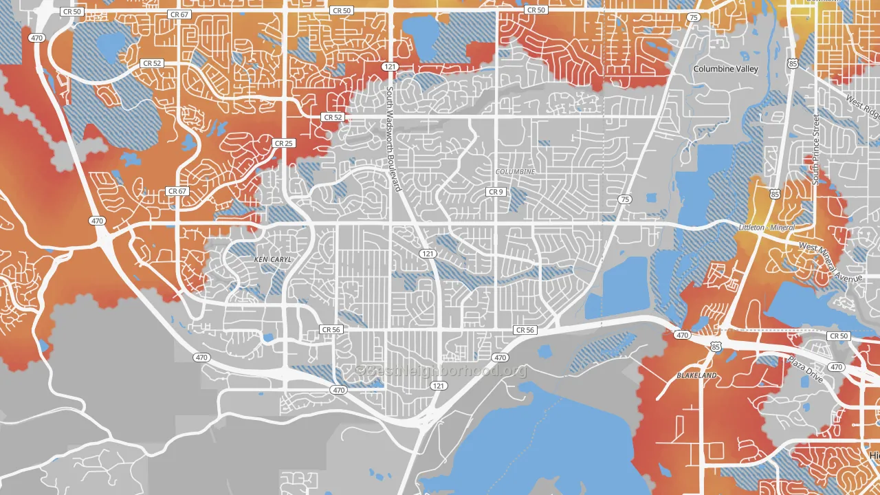 Transit Grade map of 80128, CO